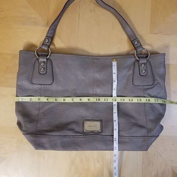 Nine West Faux Leather Gray Taupe Tote Bag - Picture 4 of 9